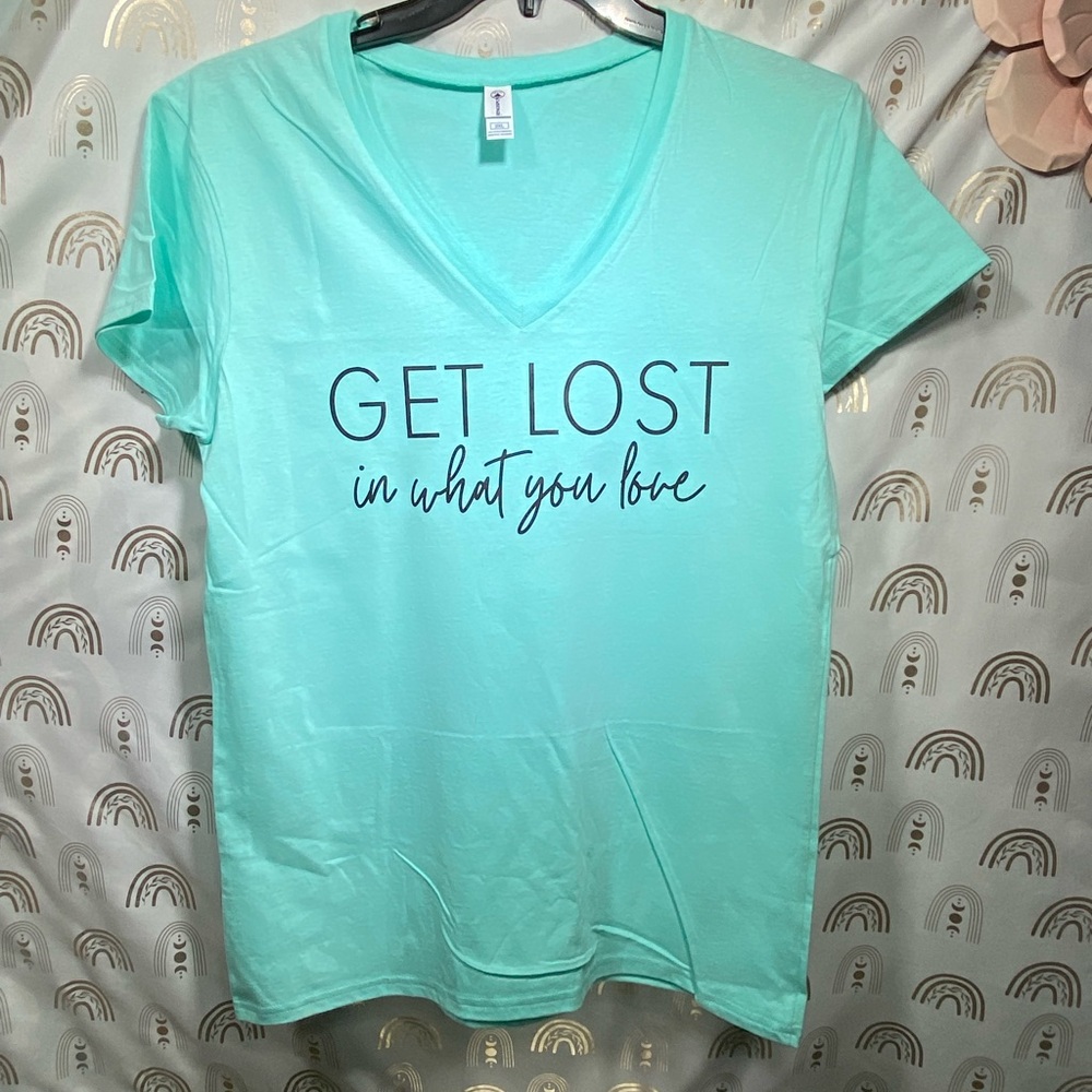 Up Cycled Delta Aqua V-Neck Women's Tee